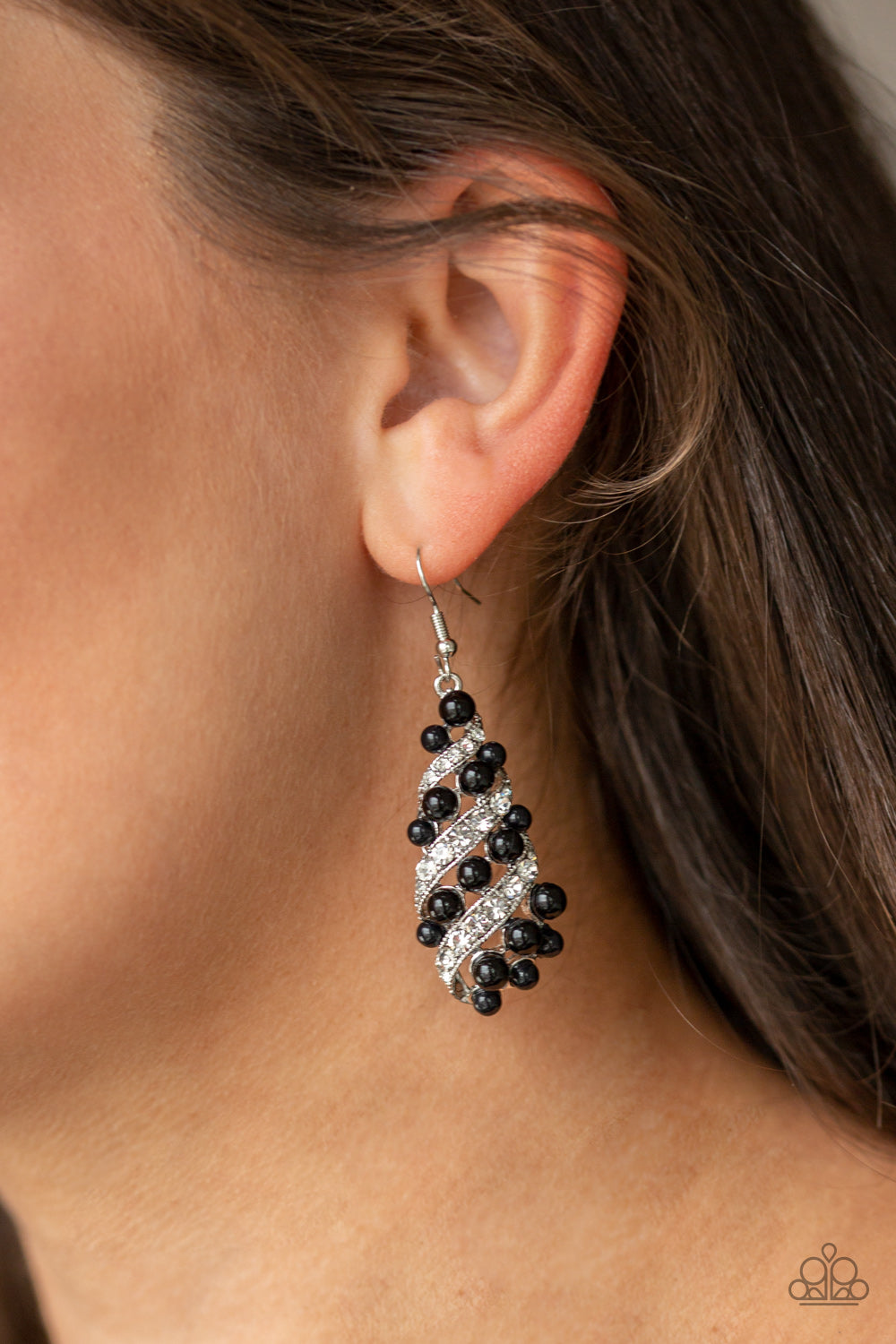 Paparazzi Accessories Ballroom Waltz - Black Earrings 