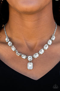 Paparazzi Accessories The Right To Remain Sparkly - White Necklace & Earrings 