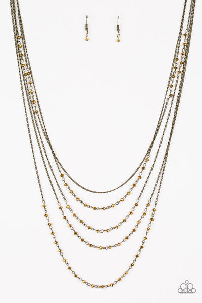 Paparazzi Accessories Glitter Go-Getter - Brass Necklace & Earrings 