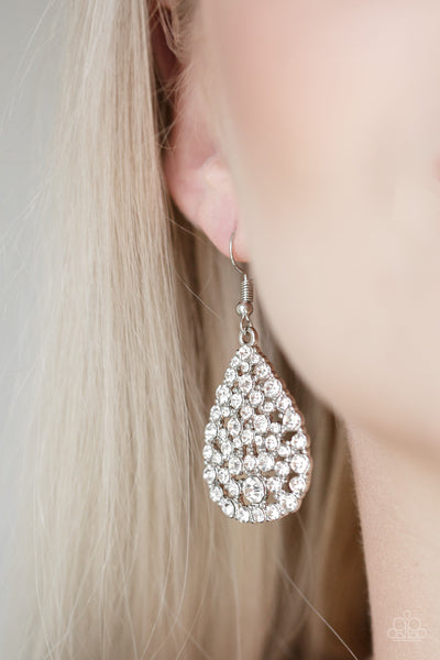 Paparazzi Accessories Sparkle Brighter - White Earrings 