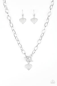 Paparazzi Accessories Harvard Hearts - White Necklace & Earrings 