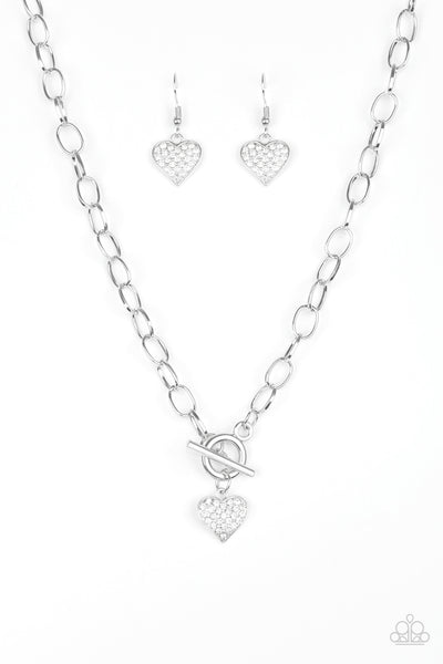 Paparazzi Accessories Harvard Hearts - White Necklace & Earrings 