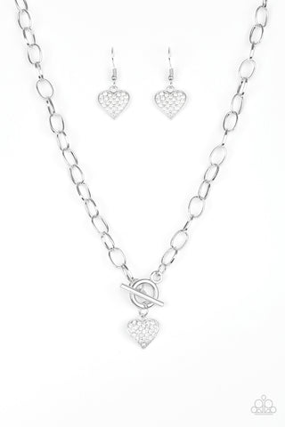 Paparazzi Accessories Harvard Hearts - White Necklace & Earrings 