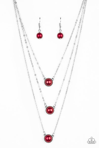 Paparazzi Accessories A Love For Luster - Red Necklace & Earrings 