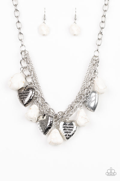 Paparazzi Accessories Change Of Heart - White Necklace & Earrings 