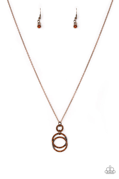 Paparazzi Accessories Timeless Trio - Copper Necklace & Earrings 