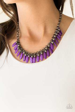 Paparazzi Accessories Jersey Shore - Purple Necklace & Earrings 