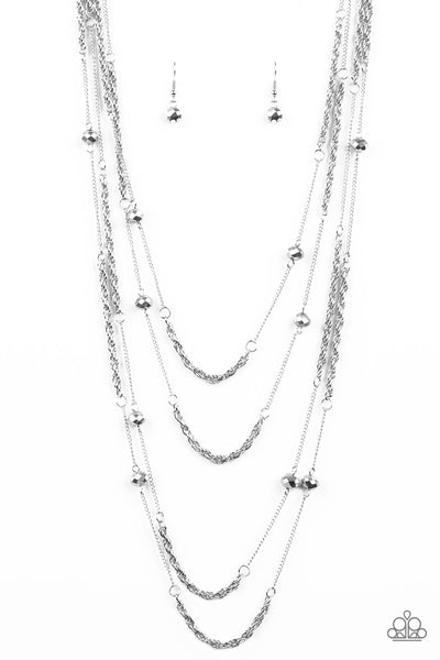 Paparazzi Accessories Open For Opulence - Silver Necklace & Earrings 