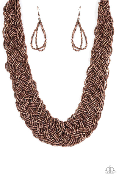 Paparazzi Accessories Mesmerizingly Mesopotamia - Copper Necklace & Earrings 