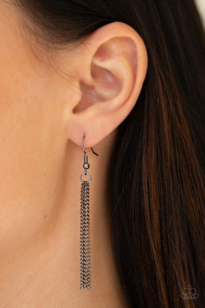 Paparazzi Accessories Timelessly Tasseled - Black Necklace & Earrings 