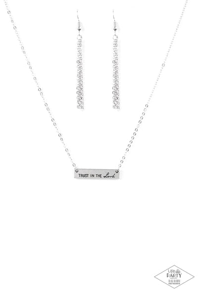 Paparazzi Accessories Trust In The Lord - Silver Necklace & Earrings 