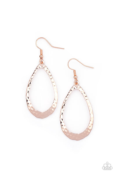 Paparazzi Accessories BEVEL-headed Brilliance - Rose Gold Earrings 