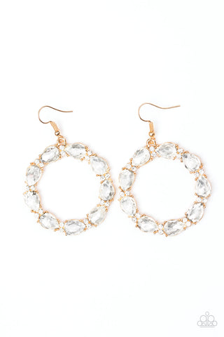 Paparazzi Accessories Ring Around The Rhinestones - Gold Earrings 