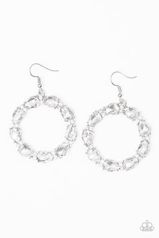 Paparazzi Accessories Ring Around The Rhinestones - White Earrings 