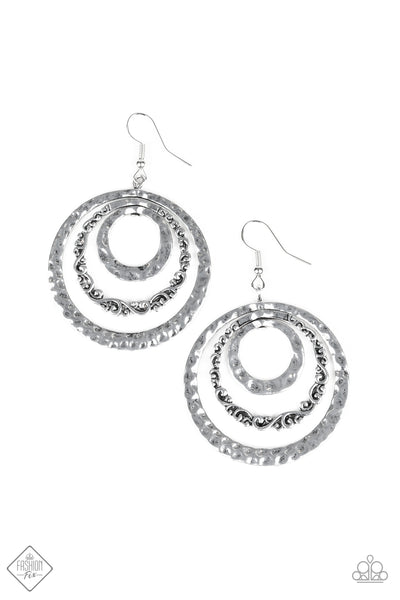 Paparazzi Accessories Out Of Control Shimmer Silver Earrings 