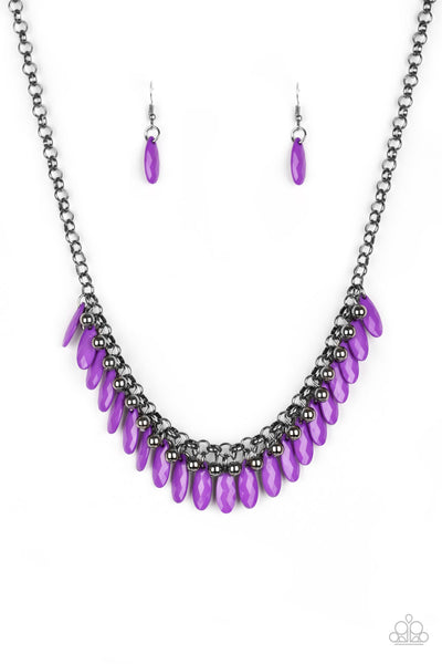 Paparazzi Accessories Jersey Shore - Purple Necklace & Earrings 