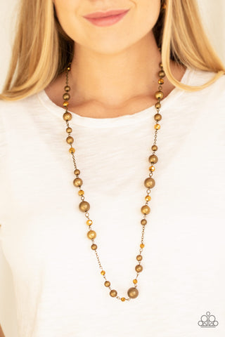 Paparazzi Accessories Modernly Majestic - Brass Necklace & Earrings 