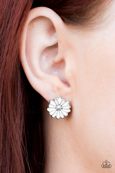 Paparazzi Accessories Magnificent Magnolia - White Post Earrings 