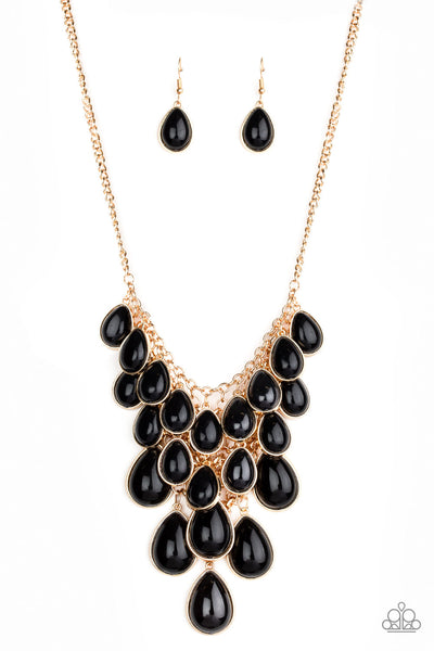 Paparazzi Accessories Shop Til You TEARDROP - Black Necklace & Earrings 