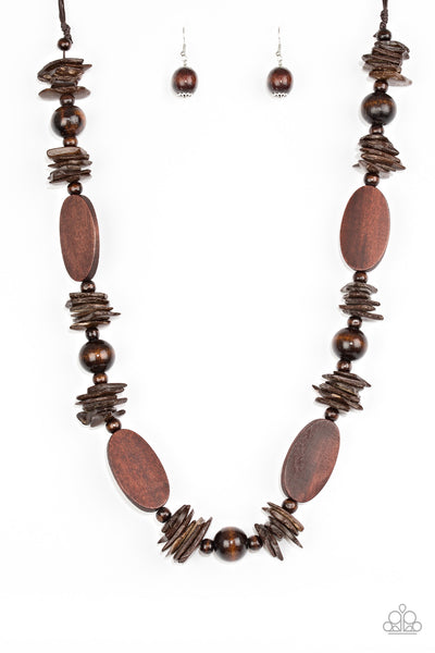 Paparazzi Accessories Carefree Cococay - Brown Necklace & Earrings 