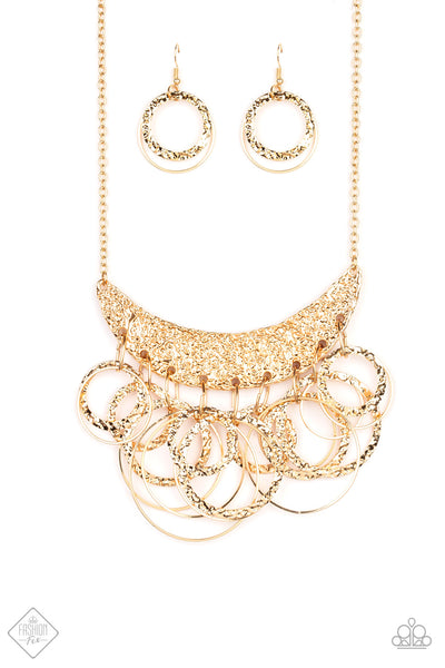 Paparazzi Accessories Metro Eclipse Gold Necklace & Earrings 