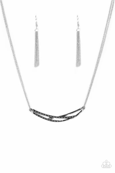 Paparazzi Accessories Moto Modern - Silver Necklace & Earrings 