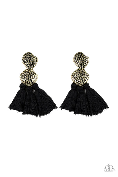 Paparazzi Accessories Tenacious Tassel - Black Earrings 