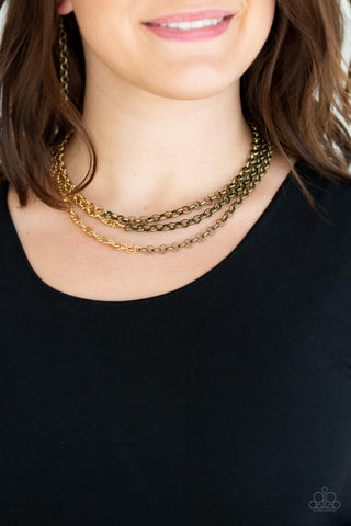 Paparazzi Accessories Metro Madness - Brass Necklace & Earrings 