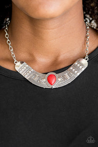 Paparazzi Accessories Very Venturous - Red Necklace & Earrings 