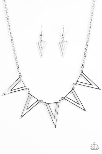 Paparazzi Accessories Bite The Big One - Silver Necklace & Earrings 