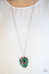 Paparazzi Accessories - Prismatic Palms - Green Necklace & Earrings 