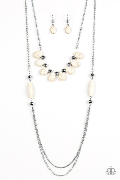 Paparazzi Accessories Call Me Mother Nature - White Necklace & Earrings 