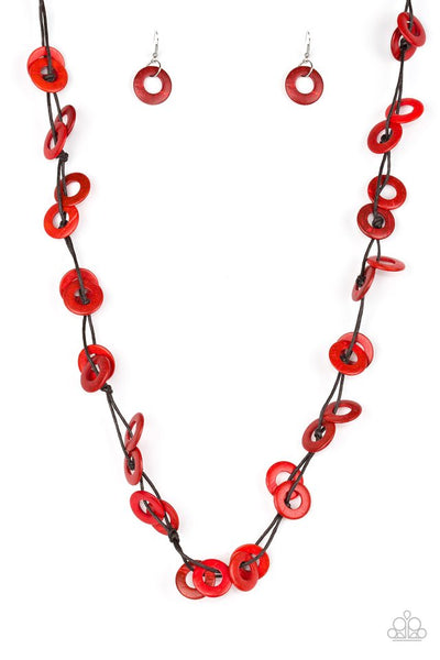 Paparazzi Accessories Waikiki Winds - Red Necklace & Earrings 