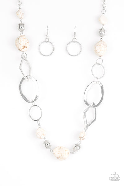 Paparazzi Accessories Thats TERRA-ific! - White Necklace & Earrings 