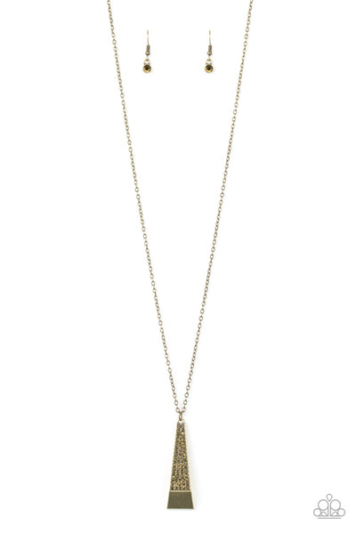 Paparazzi Accessories Prized Pendulum - Brass Necklace & Earrings 