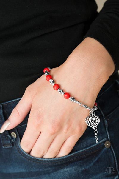 Paparazzi Accessories Desert Heartthrob - Red Bracelet 