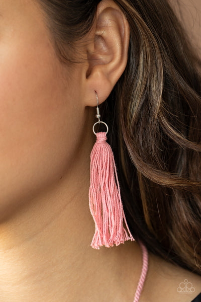 Paparazzi Accessories Between You and MACRAME - Pink Necklace & Earrings 