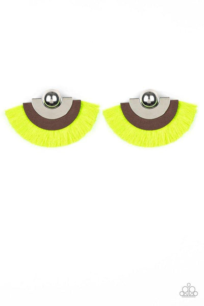 Paparazzi Accessories Fan The FLAMBOYANCE - Yellow Earrings