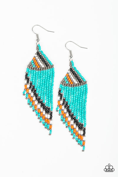 Paparazzi Accessories Bodaciously Bohemian - Blue Earrings 