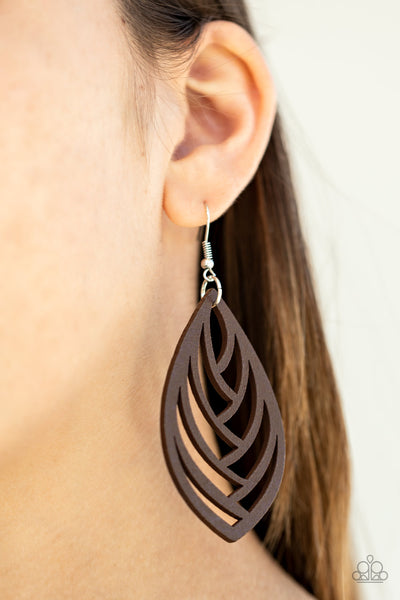 Paparazzi Accessories Out of the Woodwork - Brown Earrings 