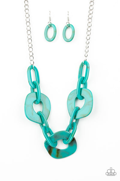 Paparazzi Accessories Courageously Chromatic - Blue Necklace & Earrings 