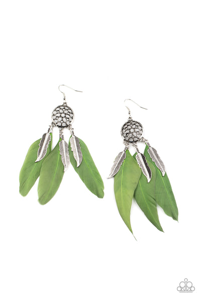 Paparazzi Accessories In Your Wildest DREAM-CATCHERS - Green Earrings 