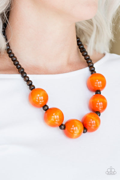 Paparazzi Accessories Oh My Miami - Orange Necklace & Earrings 