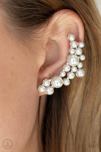 Paparazzi Accessories Metro Makeover - White Earrings Ear Crawlers