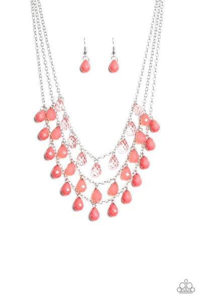 Paparazzi Accessories Melting Ice Caps Pink Necklace & Earrings 