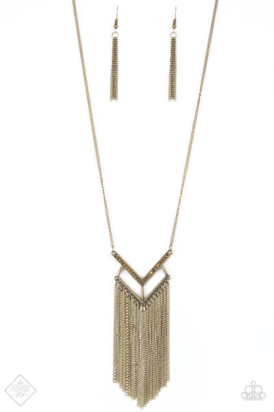 Paparazzi Accessories Alpha Glam Brass Necklace & Earrings 