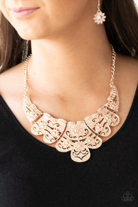 Paparazzi Accessories Mess With The Bull - Rose Gold Necklace & Earrings 