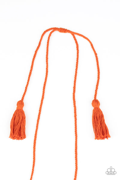 Paparazzi Accessories Between You and MACRAME - Orange Necklace & Earrings 