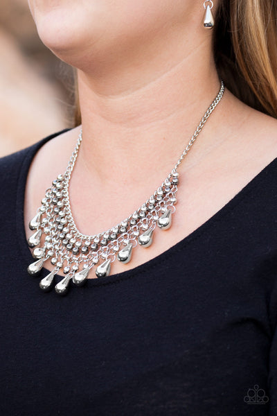 Paparazzi Accessories Don't Forget To BOSS! - Silver Necklace & Earrings 