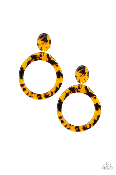 Paparazzi Accessories Fish Out Of Water - Yellow Earrings 